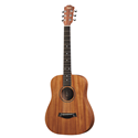 This mahogany-top edition of the Baby Taylor will yield a slightly darker, earthier tone than its spruce top sibling. The pint-size mini-Dreadnought was originally inspired by a desire to provide a smaller, starter-size guitar for kids and a legitimate musical companion for travelers, but players have since adapted it for their needs in all sorts of creative ways, from high-stringing it to setting it up to play lap slide, to embracing alternate tunings that add unique acoustic flavors to recordings. At the heart of it all is an authentic guitar sound and inviting playing experience. The guitar comes in a gig bag for easy toting convenience.

Tech Specs

Series: Baby Taylor 
String Type: Steel 
Number of Strings: 6 
Body Shape: 3/4 Dreadnought 
Body Style: No Cutaway 
Left-/Right-handed: Right-handed 
Color: Natural 
Finish: Varnish 
Top Wood: Tropical American Mahogany 
Back & Sides Wood: Layered Sapele 
Body Bracing: X Brace 
Neck Wood: Tropical American Mahogany 
Fingerboard Material: Ebony Fingerboard 
Inlay: Dots 
Number of Frets: 19 
Scale Length: 22.75" 
Tuning Machines: Enclosed, Die-Cast Chrome Plated 
Bridge Material: Ebony 
Nut/Saddle Material: Tusq Nut/Micarta Saddle 
Nut Width: 1.6875" 
Strings: Elixir NANOWEB Light Gauge (.012-.053) 
Case Included: Gig Bag 
Body Length: 15.75" 
Body Width: 12.5" 
Body Depth: 3.375" 
Overall Length: 33.75" 
Manufacturer Part Number: FB01005000000141000