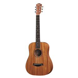 This mahogany-top edition of the Baby Taylor will yield a slightly darker, earthier tone than its spruce top sibling. The pint-size mini-Dreadnought was originally inspired by a desire to provide a smaller, starter-size guitar for kids and a legitimate musical companion for travelers, but players have since adapted it for their needs in all sorts of creative ways, from high-stringing it to setting it up to play lap slide, to embracing alternate tunings that add unique acoustic flavors to recordings. At the heart of it all is an authentic guitar sound and inviting playing experience. The guitar comes in a gig bag for easy toting convenience.

Tech Specs

Series: Baby Taylor 
String Type: Steel 
Number of Strings: 6 
Body Shape: 3/4 Dreadnought 
Body Style: No Cutaway 
Left-/Right-handed: Right-handed 
Color: Natural 
Finish: Varnish 
Top Wood: Tropical American Mahogany 
Back & Sides Wood: Layered Sapele 
Body Bracing: X Brace 
Neck Wood: Tropical American Mahogany 
Fingerboard Material: Ebony Fingerboard 
Inlay: Dots 
Number of Frets: 19 
Scale Length: 22.75" 
Tuning Machines: Enclosed, Die-Cast Chrome Plated 
Bridge Material: Ebony 
Nut/Saddle Material: Tusq Nut/Micarta Saddle 
Nut Width: 1.6875" 
Strings: Elixir NANOWEB Light Gauge (.012-.053) 
Case Included: Gig Bag 
Body Length: 15.75" 
Body Width: 12.5" 
Body Depth: 3.375" 
Overall Length: 33.75" 
Manufacturer Part Number: FB01005000000141000