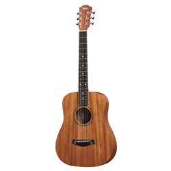 <P style="BORDER-TOP-COLOR: ; BORDER-LEFT-COLOR: ; BORDER-BOTTOM-COLOR: ; BORDER-RIGHT-COLOR: "><STRONG>Baby Mahogany (BT2e)</STRONG></P>
<P>The mahogany-top version of the Baby Taylor will yield a slightly darker, earthier tone than its spruce top sibling. The pint-size Dreadnought was originally inspired by a desire to provide a smaller, starter-size guitar for kids and a legitimate musical companion for travelers, but players have since adapted it for their needs in all sorts of creative ways, from high-stringing it to setting it up to play lap slide, to embracing alternate tunings that add unique acoustic flavors to recordings. This model also comes equipped with the Expression System Baby™ (ES-B) pickup, which incorporates piezo design elements from the Taylor ES2. The pickup is powered by an onboard preamp with a built-in digital chromatic tuner. The preamp/tuner unit features an LED display for tuning and low battery indication, along with Tone and Volume controls.<BR></P>